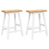 Tabourets de bar (lot de 2) en bois massif blanc et caoutchouc 627217627217