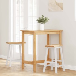 Tabourets de bar (lot de 2) en bois massif blanc et caoutchouc 627217627217