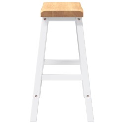 Tabourets de bar (lot de 2) en bois massif blanc et caoutchouc 627217627217