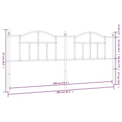 Tête de lit de remplacement métal noir 200 cm 627230627230