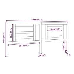 Tête de lit Gris 206x4x100 cm Bois de pin massif 627242627242