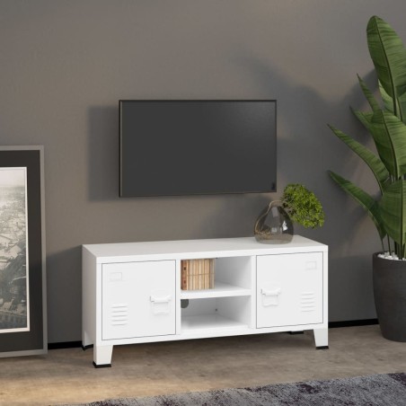 Meuble TV industriel Blanc 105x35x42 cm Métal 627255627255