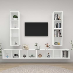 Meubles TV muraux 4 pcs Blanc Bois d'ingénierie 627264627264