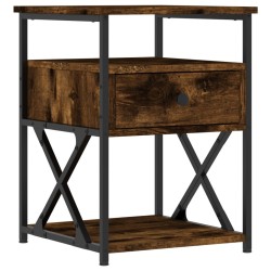 Table de chevet chêne fumé 40x42x55 cm bois d'ingénierie 627265627265