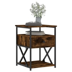 Table de chevet chêne fumé 40x42x55 cm bois d'ingénierie 627265627265
