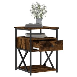 Table de chevet chêne fumé 40x42x55 cm bois d'ingénierie 627265627265