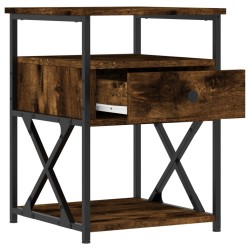 Table de chevet chêne fumé 40x42x55 cm bois d'ingénierie 627265627265