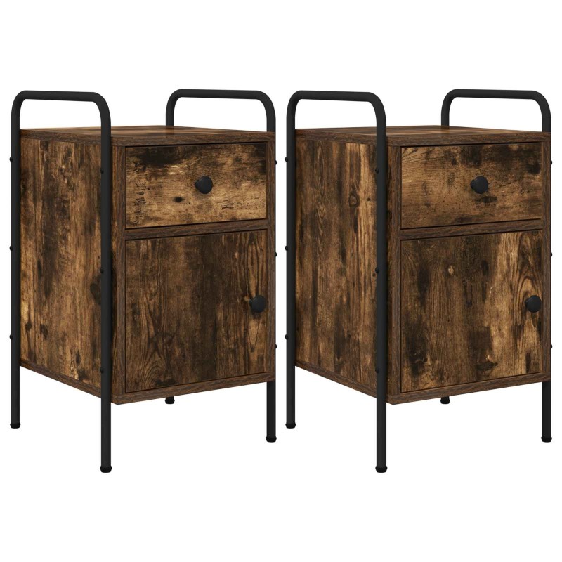 Table de chevet 2 pc Chêne fumé 35 x 36,5 x 61 cm 627266627266