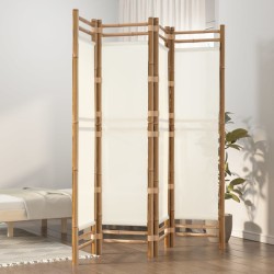 Cloison de séparation pliante 4 panneaux 160 cm Bambou et toile 627280627280