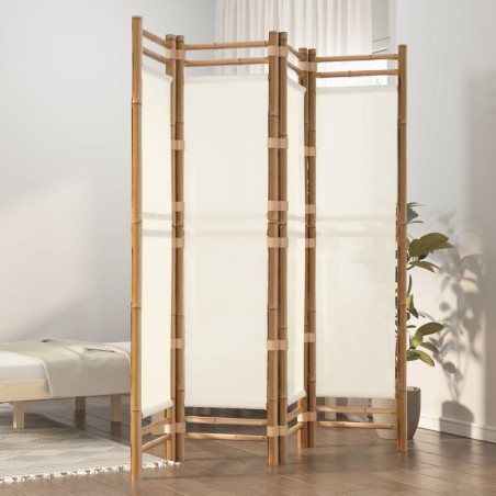 Cloison de séparation pliante 4 panneaux 160 cm Bambou et toile 627280627280
