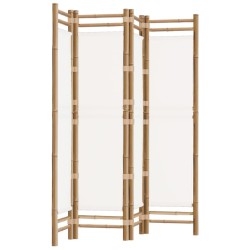 Cloison de séparation pliante 4 panneaux 160 cm Bambou et toile 627280627280