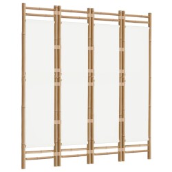 Cloison de séparation pliante 4 panneaux 160 cm Bambou et toile 627280627280