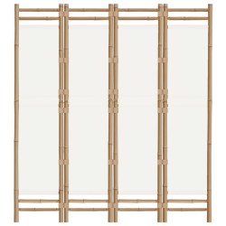 Cloison de séparation pliante 4 panneaux 160 cm Bambou et toile 627280627280