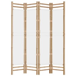 Cloison de séparation pliante 4 panneaux 160 cm Bambou et toile 627280627280