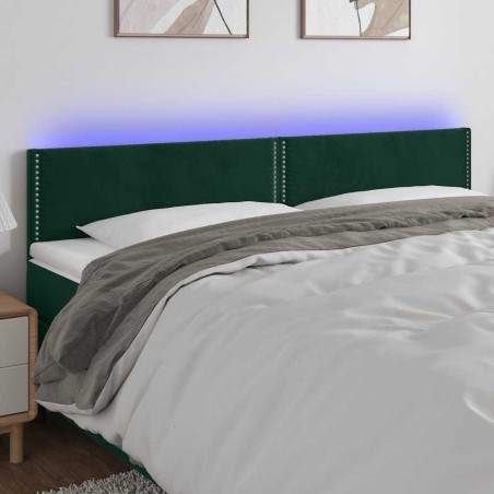 Tête de lit à LED Vert foncé 200x5x78/88 cm Velours 627288627288