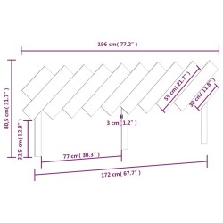 Tête de lit Gris 196x3x80,5 cm Bois massif de pin 627304627304