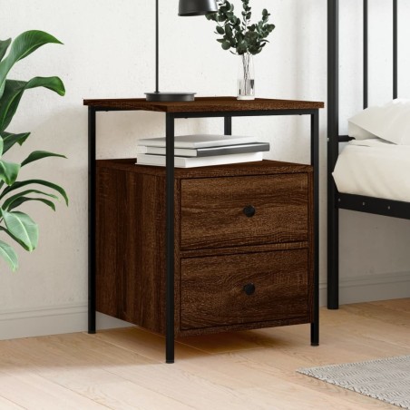 Table de chevet chêne marron 44x45x60 cm bois d'ingénierie 627307627307