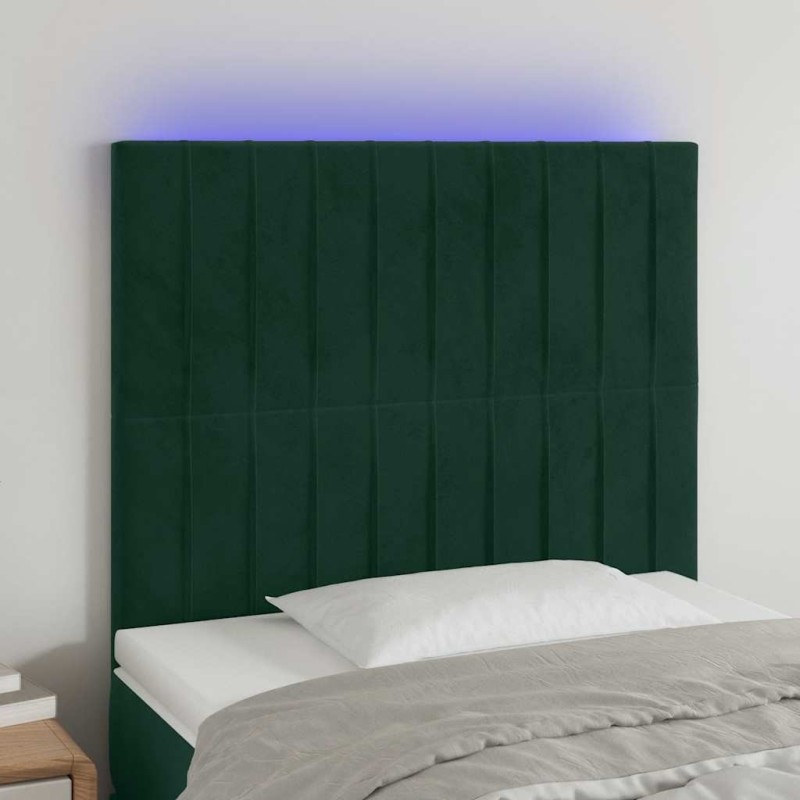 Tête de lit à LED Vert foncé 90x5x118/128 cm Velours 627308627308