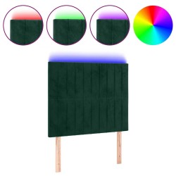 Tête de lit à LED Vert foncé 90x5x118/128 cm Velours 627308627308