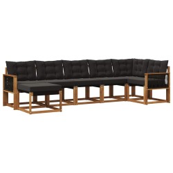 Ensemble de canapés d'extérieur 7 pcs Naturel et noir 627309627309