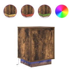 Tables de chevet avec lumières LED 2 pcs chêne fumé 38x34x50 cm 627314627314