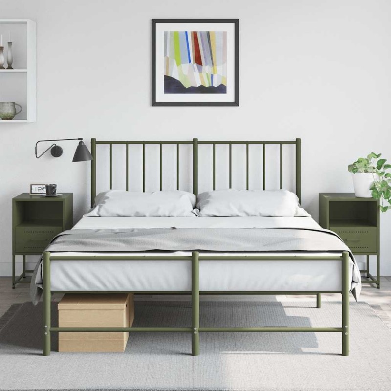 Tables de chevet 2 pcs vert olive 36x39x60,5 cm acier 627332627332