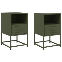 Tables de chevet 2 pcs vert olive 36x39x60,5 cm acier 627332627332