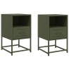 Tables de chevet 2 pcs vert olive 36x39x60,5 cm acier 627332627332