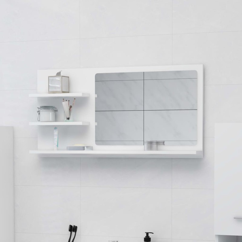 Miroir de salle de bain blanc 90x10,5x45 cm bois d’ingénierie 627334627334