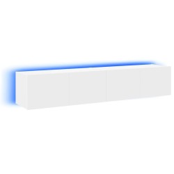 Meubles TV muraux avec lumières LED 2 pcs blanc 80x35x31 cm 627342627342