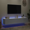 Meubles TV muraux avec lumières LED 2 pcs blanc 80x35x31 cm 627342627342