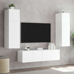 Meubles TV muraux avec lumières LED 2 pcs blanc 80x35x31 cm 627342627342