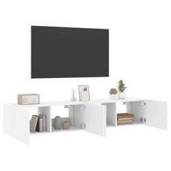 Meubles TV muraux avec lumières LED 2 pcs blanc 80x35x31 cm 627342627342