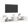 Meubles TV muraux avec lumières LED 2 pcs blanc 80x35x31 cm 627342627342
