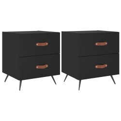 Tables de chevet 2 pcs noir 40x35x47,5 cm bois d’ingénierie 627350627350