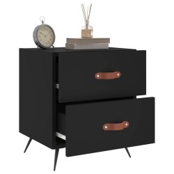 Tables de chevet 2 pcs noir 40x35x47,5 cm bois d’ingénierie 627350627350