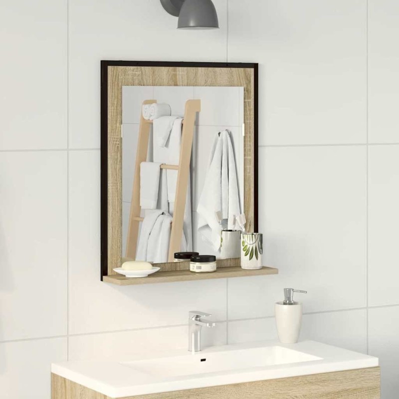 Miroir de salle de bain avec étagère Noir 50 x 12 x 60 cm 627362627362