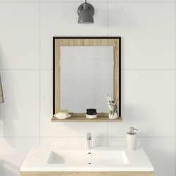 Miroir de salle de bain avec étagère Noir 50 x 12 x 60 cm 627362627362