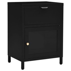 Table de chevet Noir 40x30x54,5 cm Acier et verre 627366627366