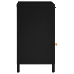 Table de chevet Noir 40x30x54,5 cm Acier et verre 627366627366
