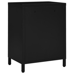 Table de chevet Noir 40x30x54,5 cm Acier et verre 627366627366