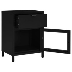 Table de chevet Noir 40x30x54,5 cm Acier et verre 627366627366
