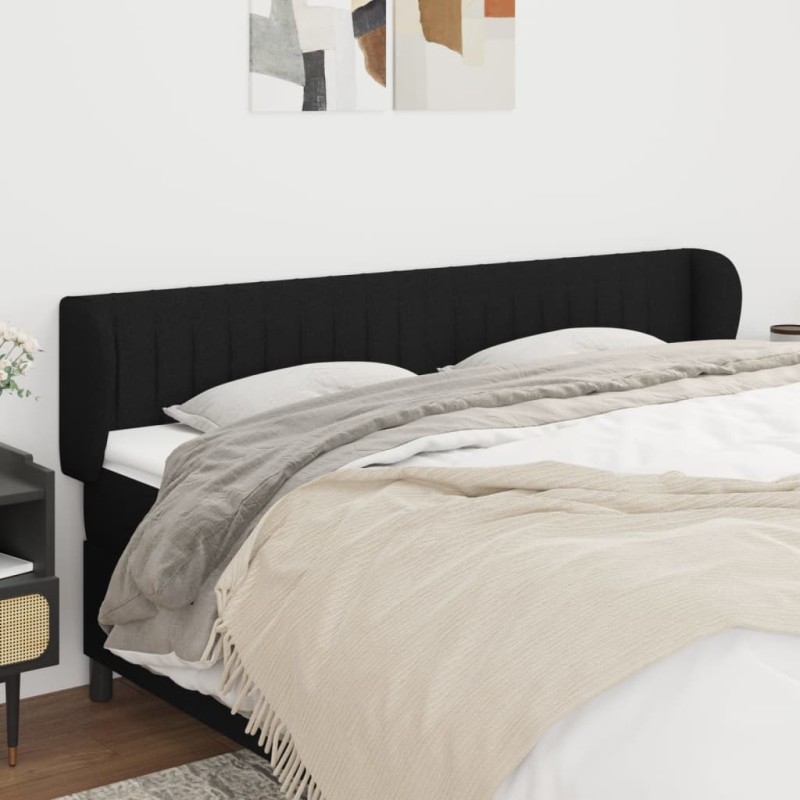Tête de lit avec oreilles Noir 203x23x78/88 cm Tissu 627372627372