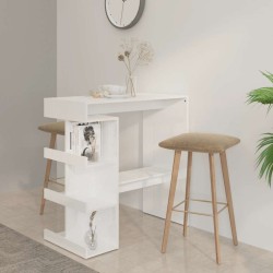 Table de bar étagère de rangement Blanc brillant 100x50x101,5cm 627379627379