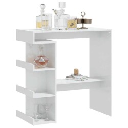 Table de bar étagère de rangement Blanc brillant 100x50x101,5cm 627379627379