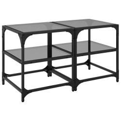 Tables basses avec dessus en verre noir 2 pcs 40x40x45 cm acier 627407627407