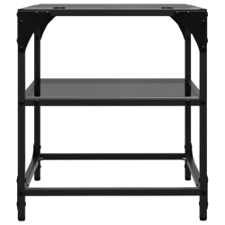 Tables basses avec dessus en verre noir 2 pcs 40x40x45 cm acier 627407627407