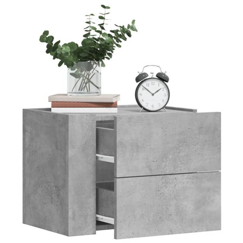 Tables de chevet murales 2 pcs gris béton 45x30x35 cm 627409627409