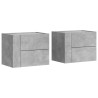 Tables de chevet murales 2 pcs gris béton 45x30x35 cm 627409627409