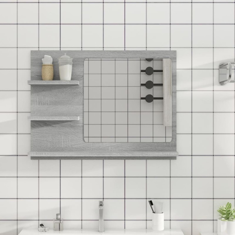 Miroir de bain Sonoma gris 60x10,5x45 cm Bois d'ingénierie 627413627413